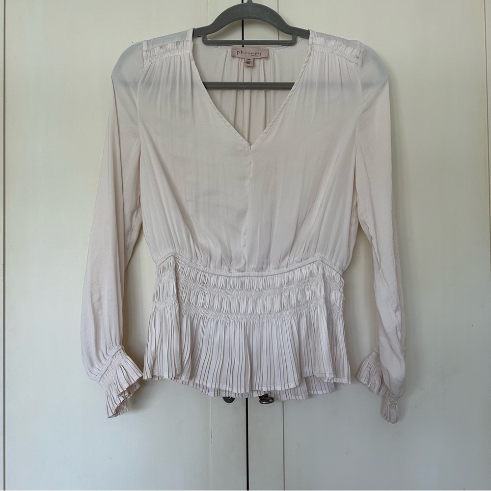 Philosophy Peasant Top Boho Blouse Shirt Fairy Ruffle Cream Ivory Size S Small